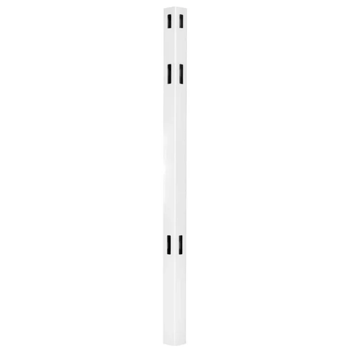 Veranda Pro Series 5 in. x 5 in. x 8 ft. White Vinyl Woodbridge Closed Picket Top Routed Corner Fence Post
