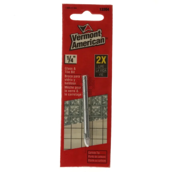 Vermont American 13304 Carbide Tip Glass & Tile Drill Bit, 1/4″ Diameter