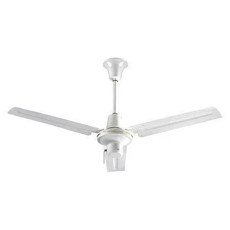 VES Industrial 3-speed Ceiling Fan (18 inch downrod, Pull Chain, White, INDA563S3L)