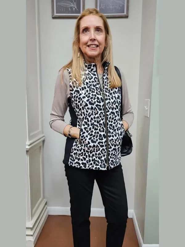 Vest – Leopard – Zipper Front – Collar -Women’s-M14211vm