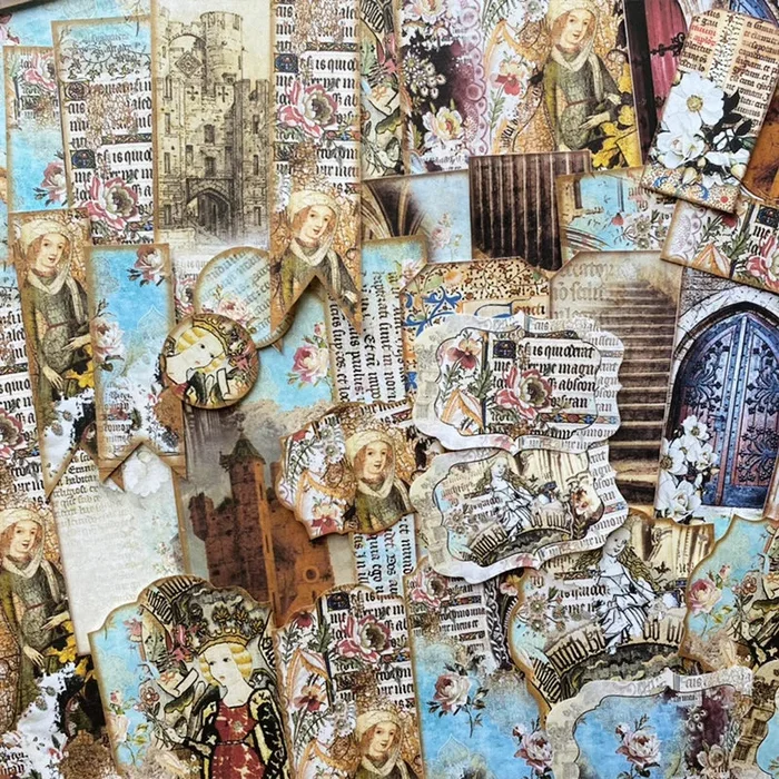 Vintage Baroque Architecture Rose Junk Journal Paper