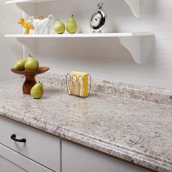 VT Dimensions Formica 6-ft Ouro Romano- Etchings Miter-Cut Laminate Kitchen Countertop