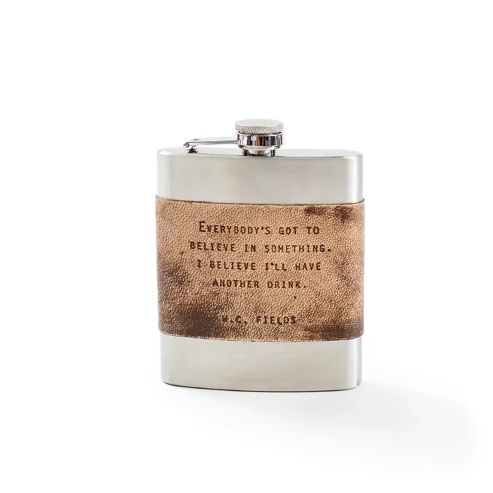 ***W.C. Fields – Leather Metal Flask