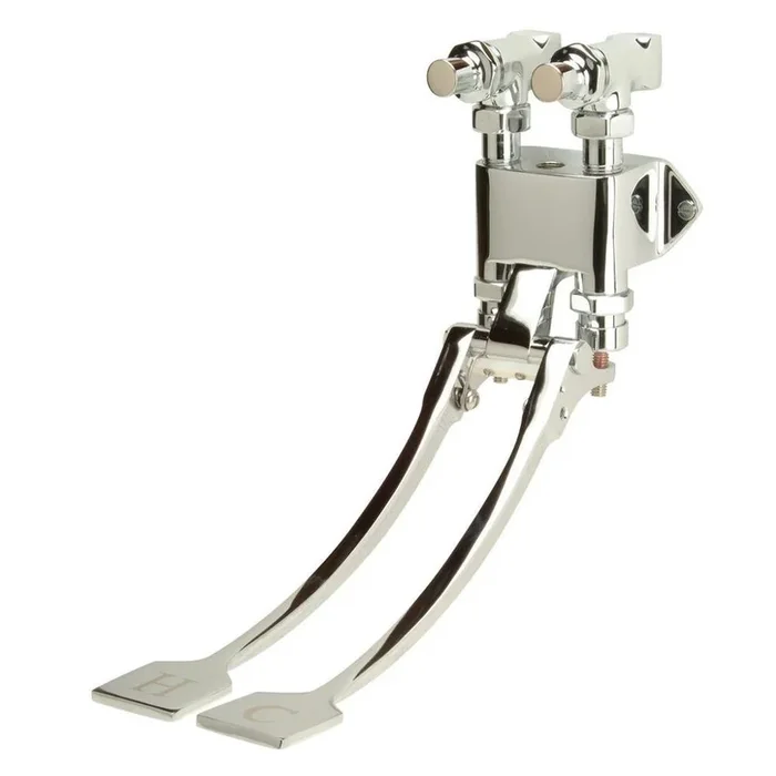 Wall Mounted 2-Handle Double Foot Pedal Utility Faucet in Chrome