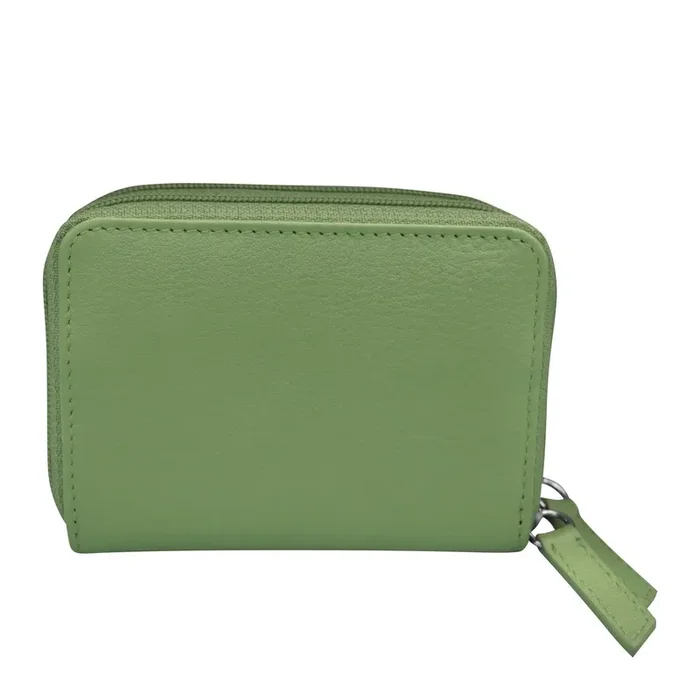Wallet Double Zip Sage Accordion Card Case Rfid Protected 6714