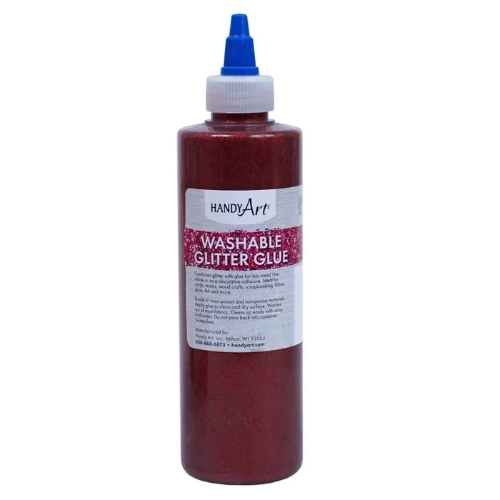 Washable Glitter Glue 8 Oz Red – Handy Art