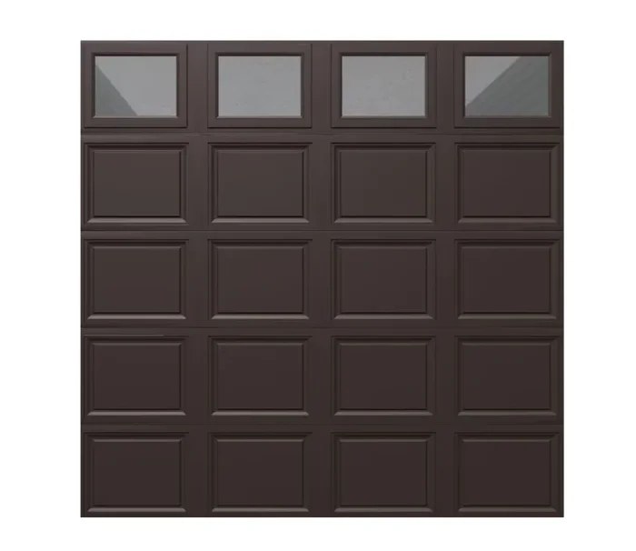 Wayne Dalton Classic Steel Model 9100 9-ft x 8-ft Insulated Brown Single Garage Door with Windows
