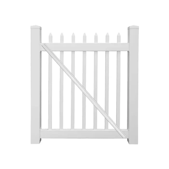 Weatherables Abbington 4 ft. W x 5 ft. H White Vinyl Picket Fence Gate Kit