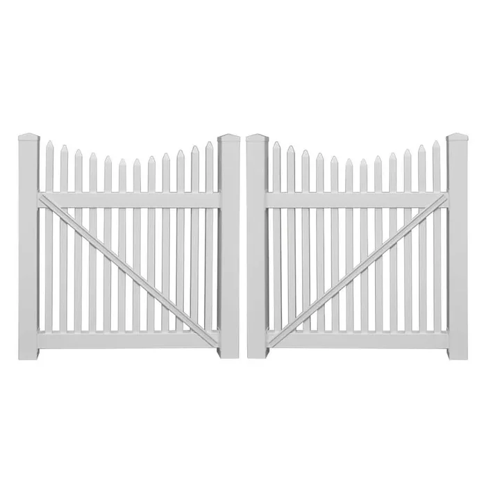 Weatherables Barrington 8 ft. W x 3 ft. H White Vinyl Picket Fence Double Gate Kit