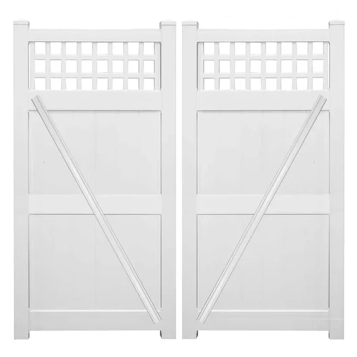 Weatherables Gideon 7 ft. W x 6 ft. H White Vinyl Privacy Double Fence Gate Kit