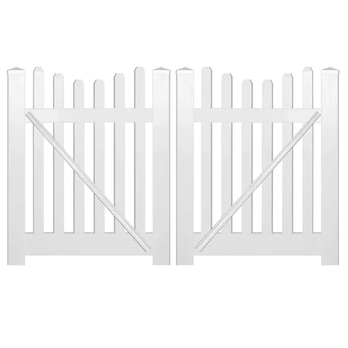 Weatherables Hampshire 8 ft. W x 3 ft. H White Vinyl Picket Fence Double Gate Kit