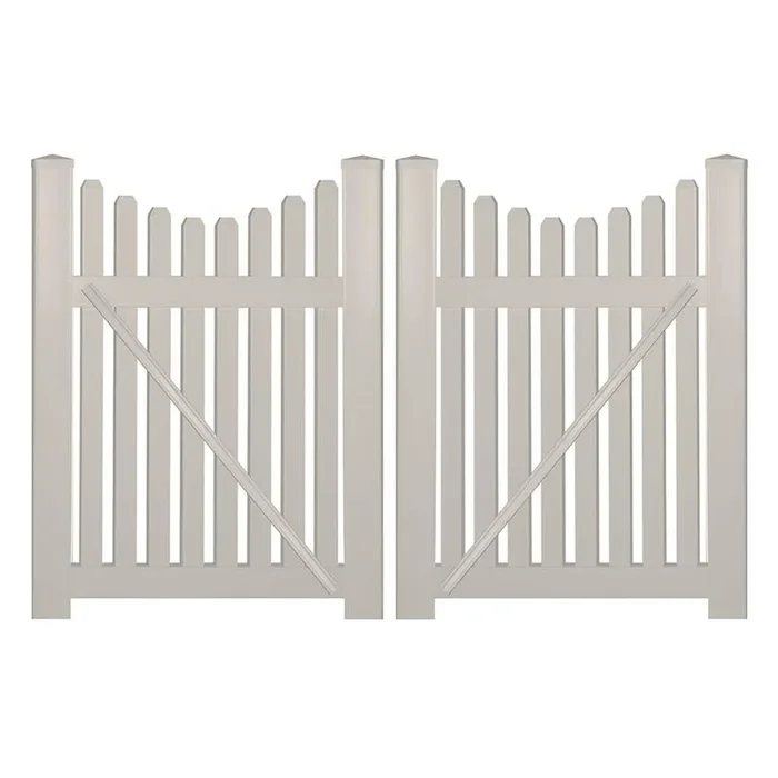 Weatherables Richmond 8 ft. W x 5 ft. H Tan Vinyl Picket Fence Double Gate