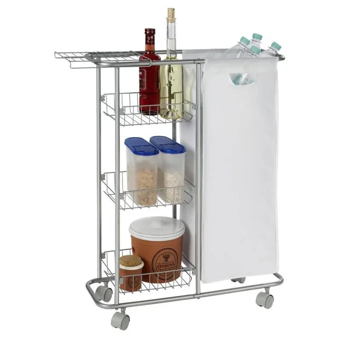 WENKO Gray Metal Base with Steel Top Kitchen Cart (7.9-in x 22.8-in x 31.5-in)