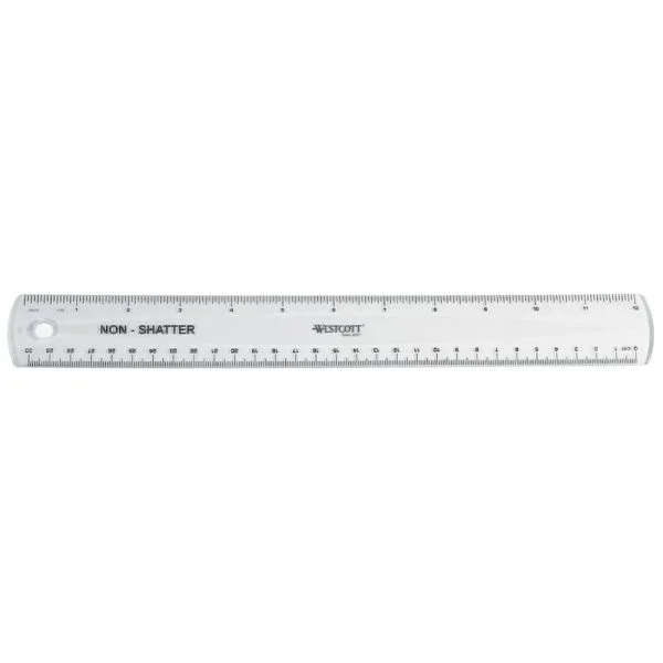 Westcott Shatterproof Ruler, 12″, Clear