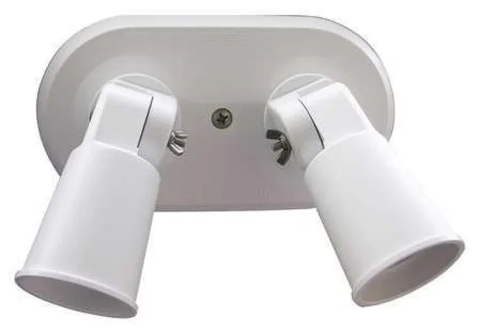 WF HARRIS 201-W 14G261 Double Floodlight, Rust-Proof, Vandal-Resistant White