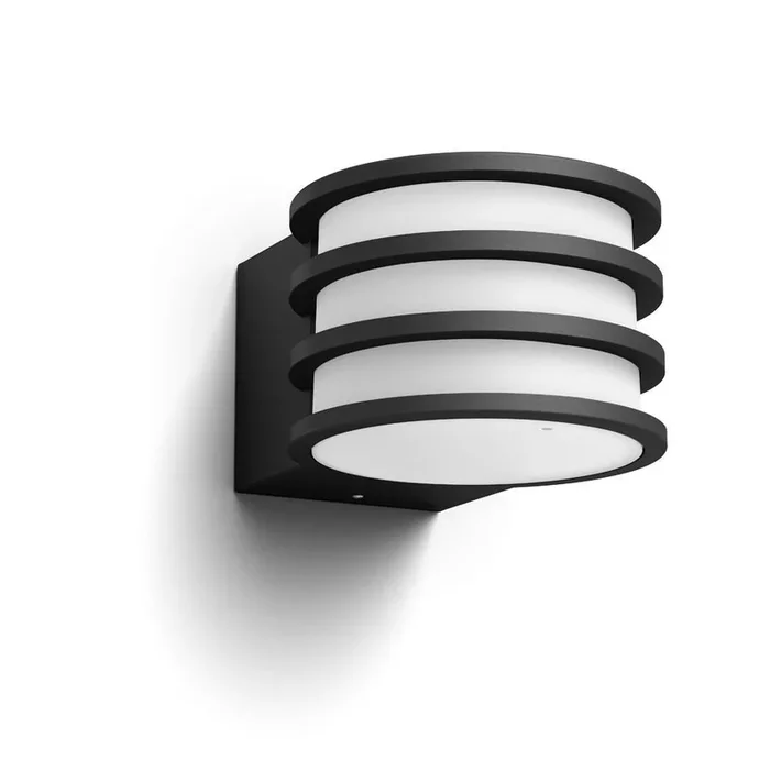 White Lucca Black Outdoor LED Wall Lantern Sconce with Wireless A19 Smart Light Bulb