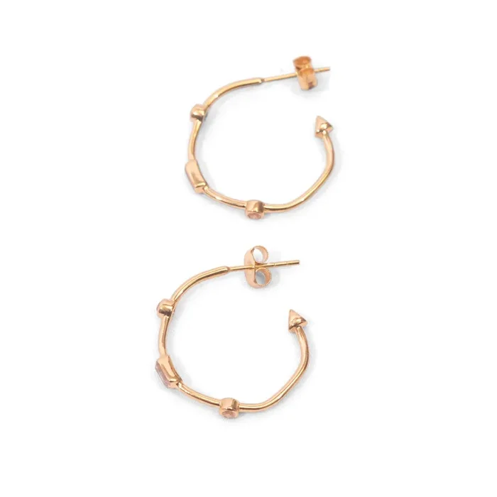 ***White Topaz Baguette Hoops – Gold Plated Brass