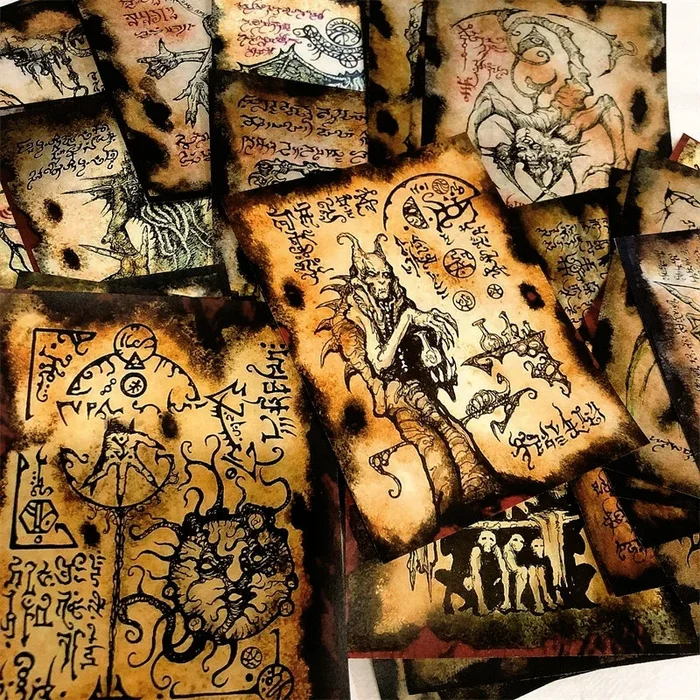 Whole Pack of Vintage Dark Cthulhu Junk Journal Scrapbook Paper (100 Pcs)