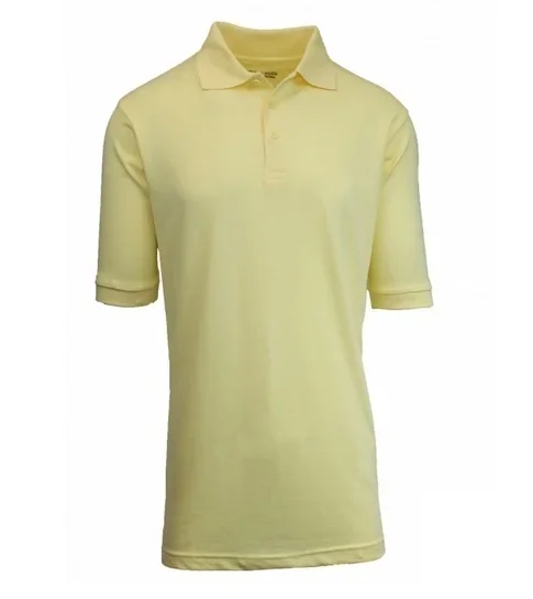 Wholesale Adult Size Short Sleeve Pique Polo Shirt School Uniform In Yellow, Case Of 36