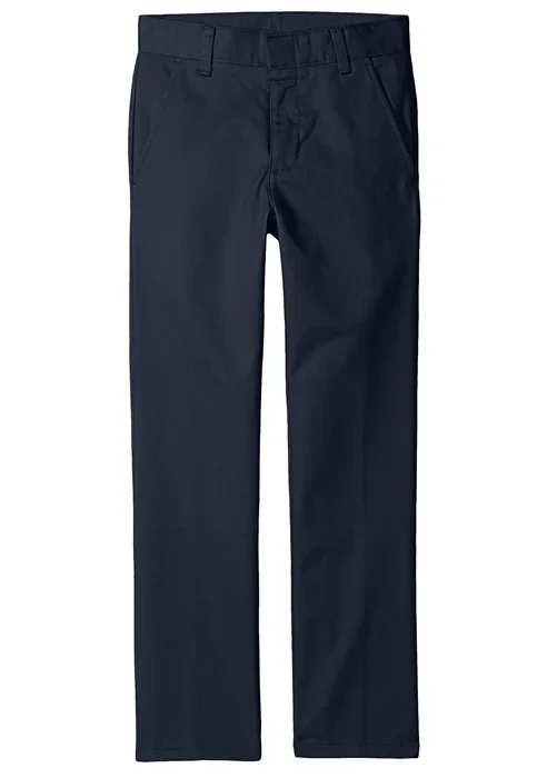 Wholesale Boys School Uniform Slim Fit Pants In Navy By Size, Case Of 24