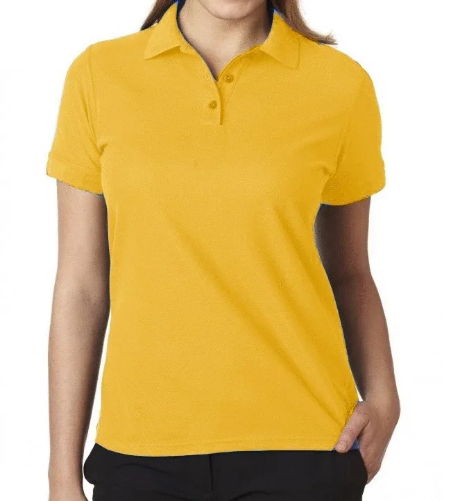 Wholesale Junior Short Sleeve 3 Button Jersey Polo Shirt In Gold, Case Of 36