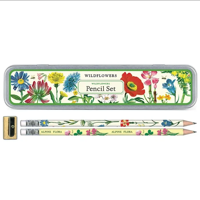 Wildflowers 10-Pencil Set in Tin Case with Sharpener