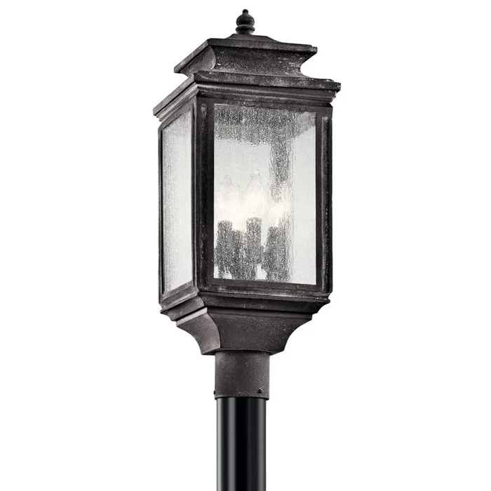 Wiscombe Park 4-Light Weathered Zinc Outdoor Post Light with Clear Seeded Glass