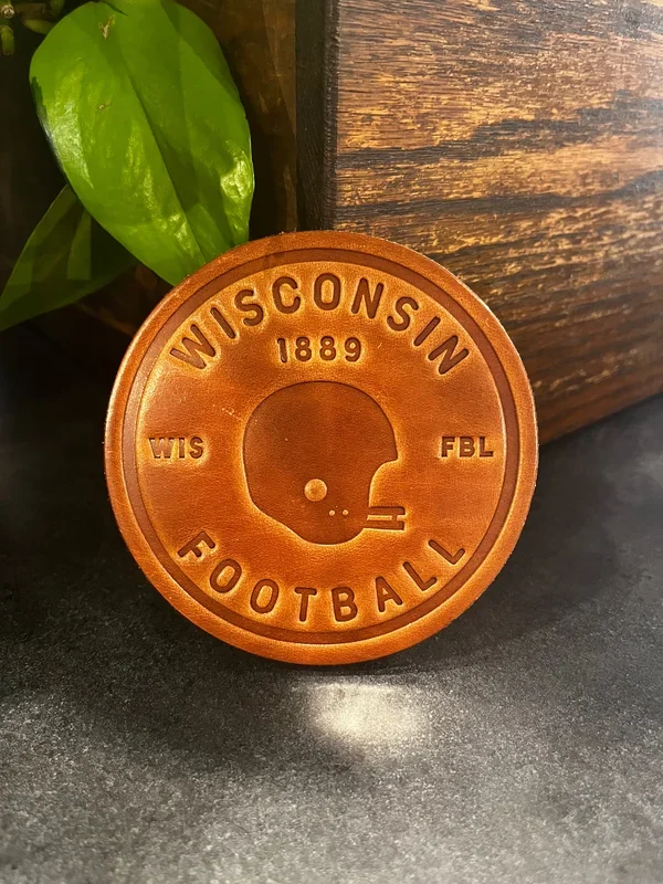 Wisconsin Football Leather Coaster