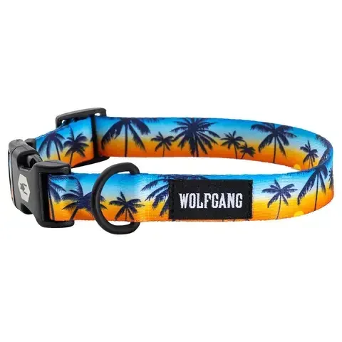 Wolfgang Multicolored Sunset palms Polyester Dog Adjustable Collar Medium