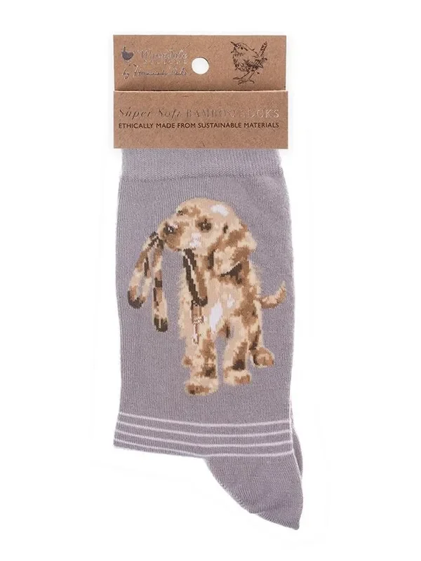 Women’s Bamboo Socks – SOCK010 – Hopeful Dog – Grey
