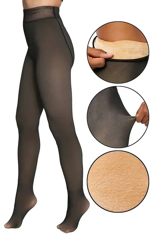 Women’s Fake Sheer Fleece Lined Pantyhose Tights