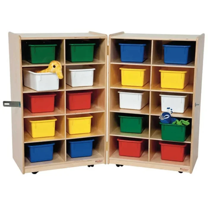 Wood Designs Folding Vertical Storage with 20 Assorted Trays