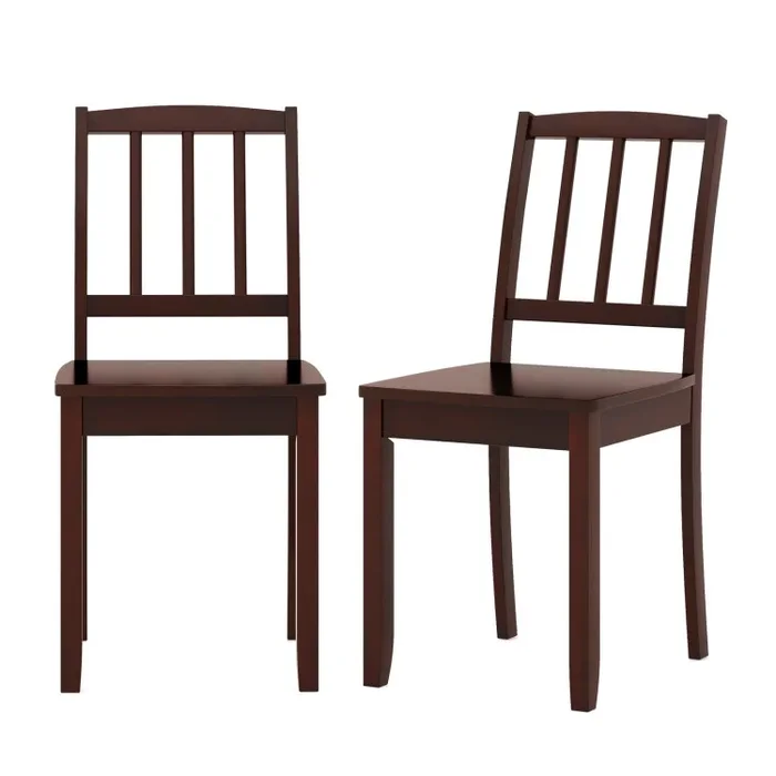 Wood Dining Chair Set of 2 with Rubber Wood Legs