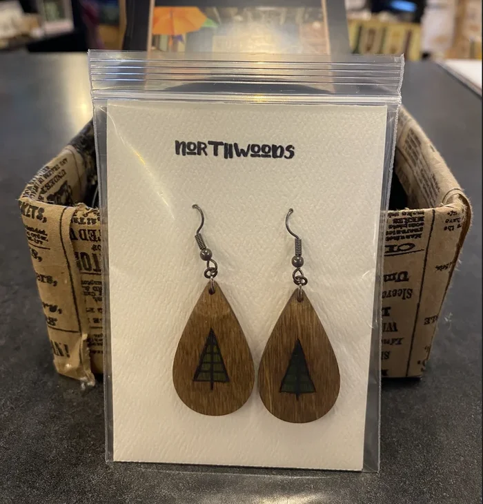Wood Earring Simple Pine