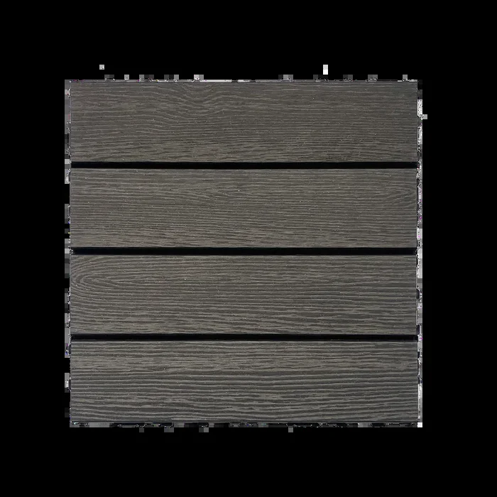 Wood Plastic Composite Deck Tiles Set Of 20Pcs, Diy Interlocking Decking Tiles, Floor Tile, Durable, Maintenance, Waterproof, Indoor Outdoor, 12X12In Dark Grey Dark Grey Modern Plastic Wood Plastic