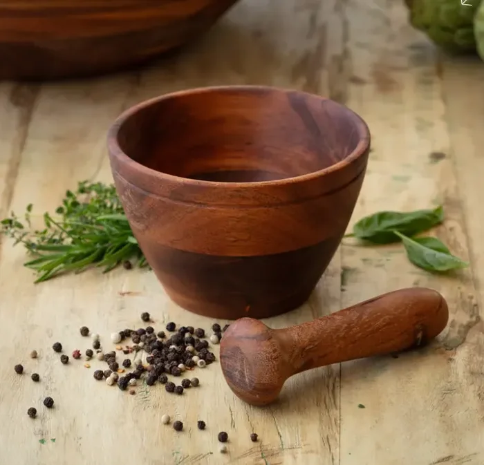 Wooden Mortar and Pestle