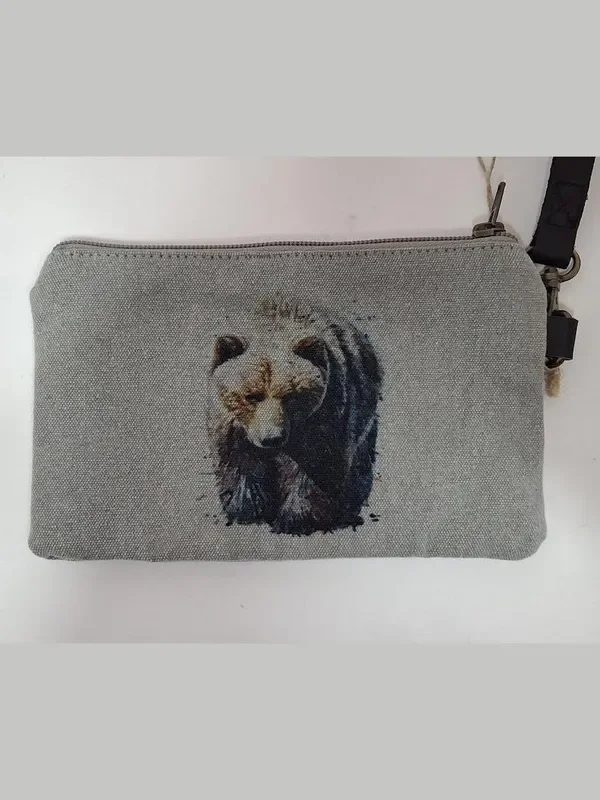 Wristet Bear Grey Canvas 5×8
