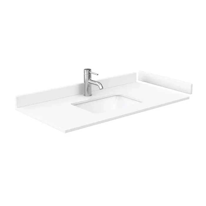 Wyndham Collection 42 in. Cultured Marble Vanity Top with White Basin and Backsplash