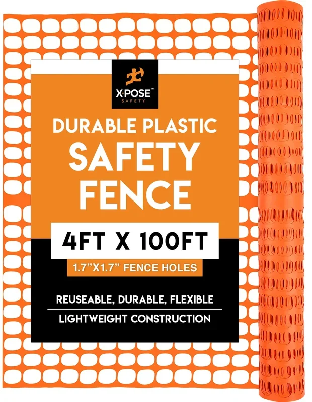 XPOSE SAFETY Orange PVC Bamboo Fence, 100ft x 4ft Roll