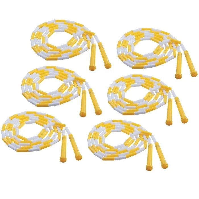 Yellow & White 8′ Plastic Segmented Jump Ropes Pack Of 6