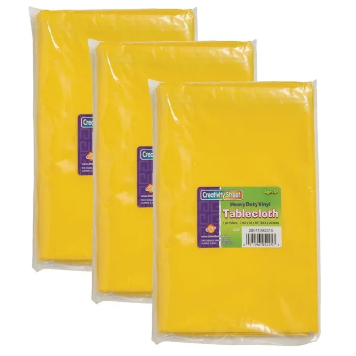 Yellow 38″ X 80″ Vinyl Tablecloths Pack Of 3