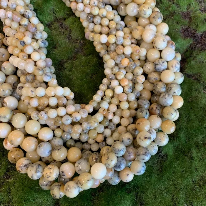 Yellow Dendritic Opal – Smooth Rounds