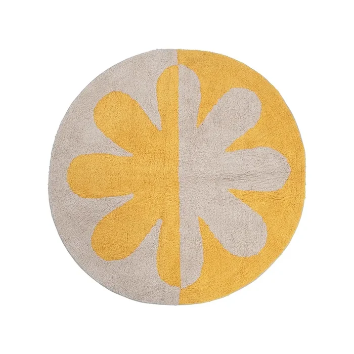 Yellow Flower Tufted Rug