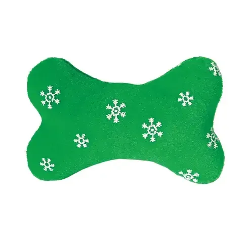 Zanies Green Plush Blizzard Bone Dog Toy Small 1 pk