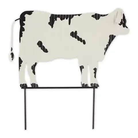 Zingz & Thingz Black/White Iron 13.25 in. H X 14.25 in. L X 1.5 in. W Cow Outdoor Garden Stake