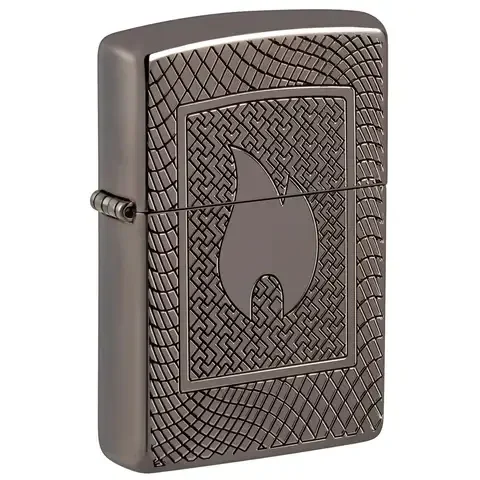 Zippo Silver Armor Flame Pattern Lighter 2 oz 1 pk