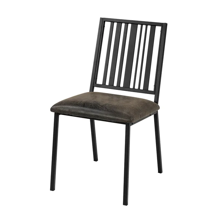 Zudora Side Chair (Set-2), Synthetic Leather & Black Finish